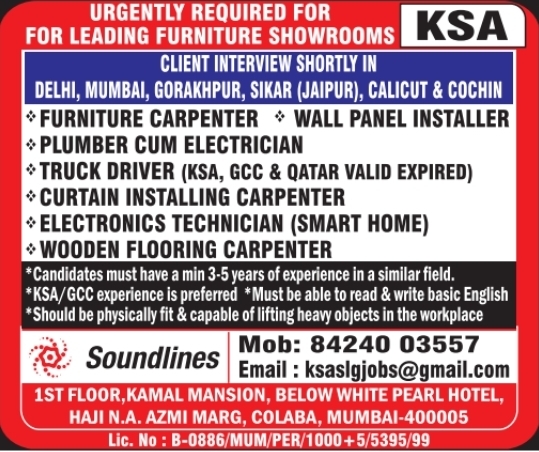 Urgent Hiring for KSA