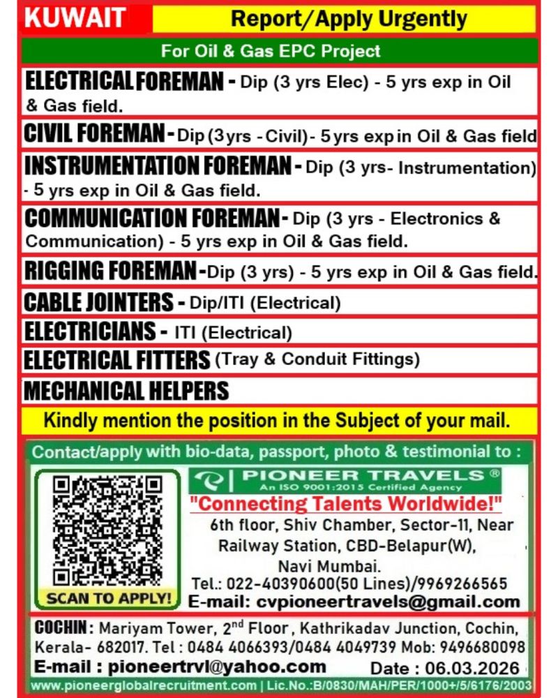 Urgent Hiring for Kuwait