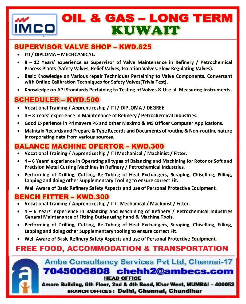 Urgent Hiring for Kuwait