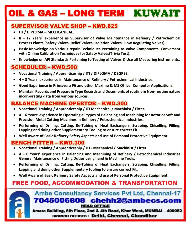 Urgent Hiring for Kuwait