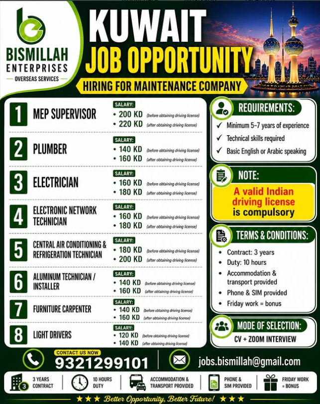 Urgent Hiring for Kuwait