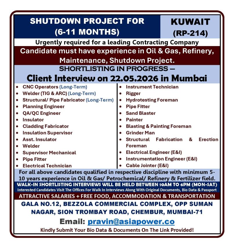 Urgent Hiring for Kuwait