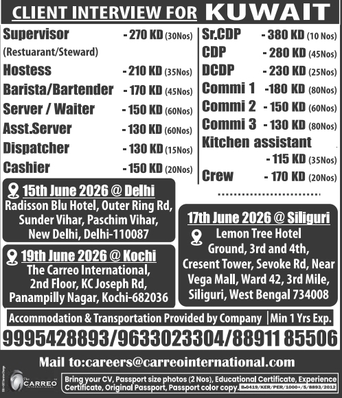 Urgent Hiring for Kuwait
