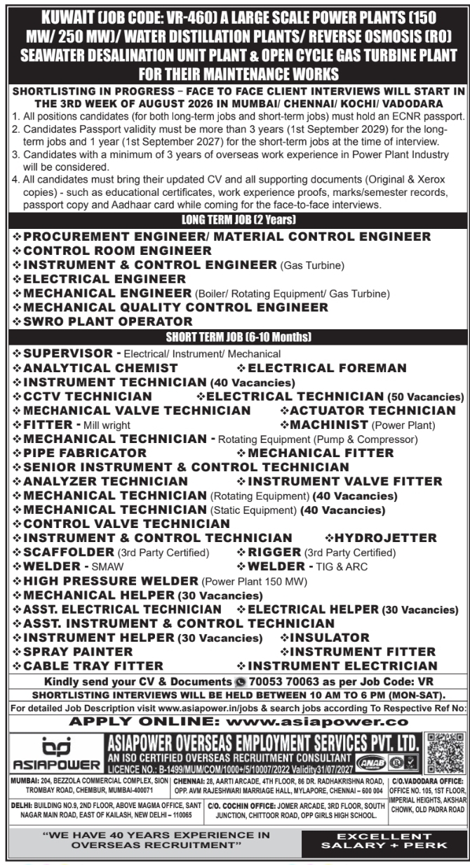 Urgent Hiring for Kuwait