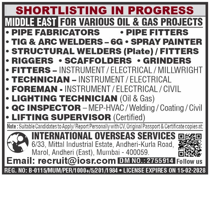 Urgent Hiring for Middle East