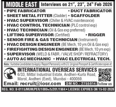 Urgent Hiring for Middle East
