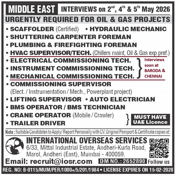 Urgent Hiring for Middle East