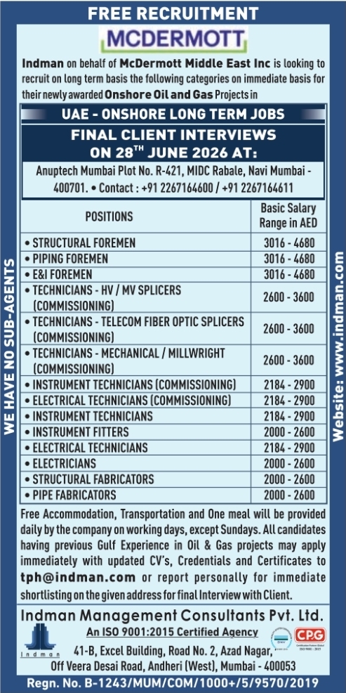 Urgent Hiring for UAE