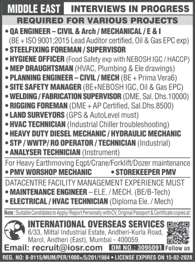 Urgent Hiring for Middle East