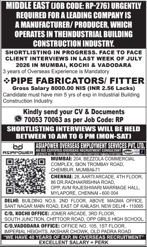 Urgent Hiring for Middle East