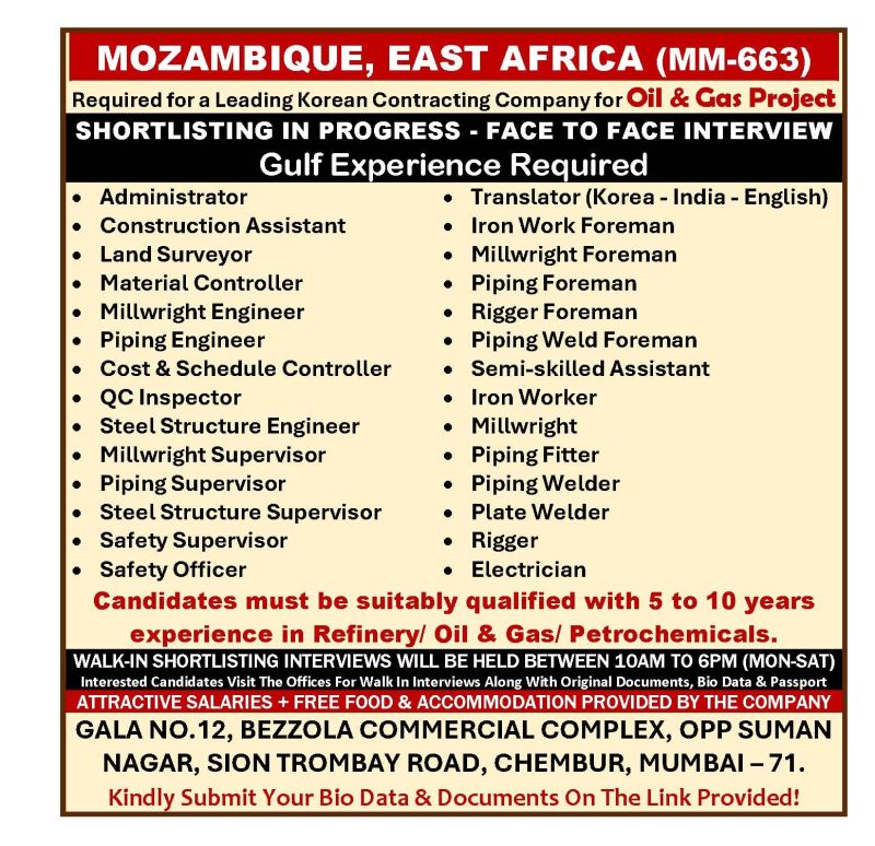 Urgent Hiring for Mozambique