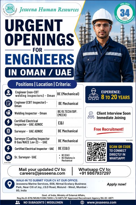 Urgent Hiring for Oman/ UAE