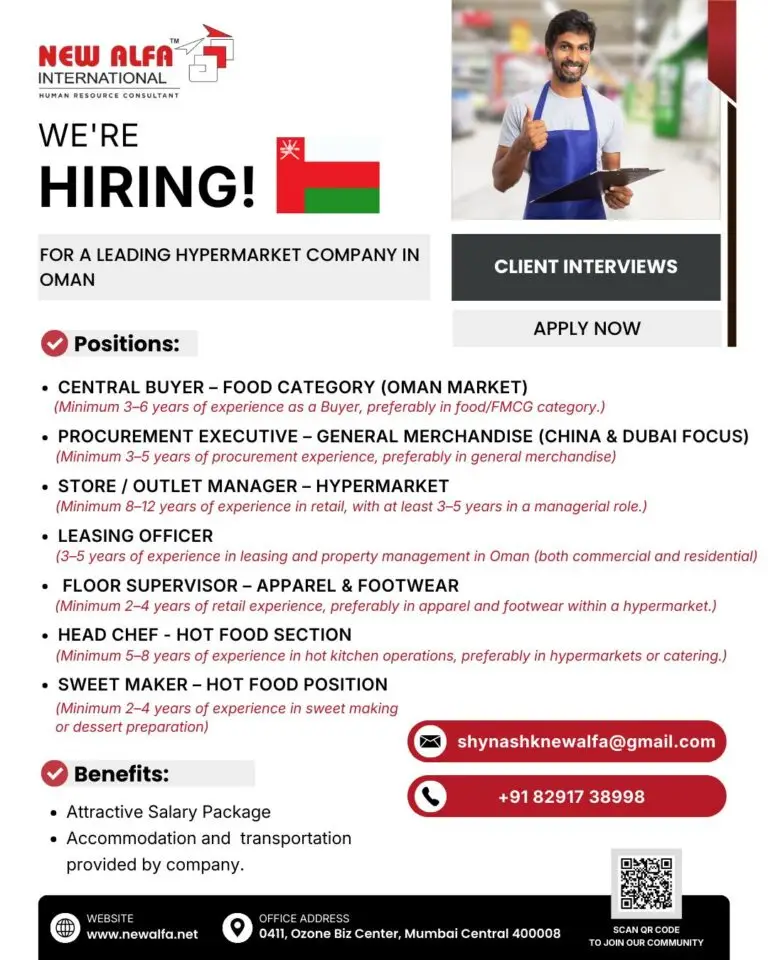 Urgent Hiring for Oman