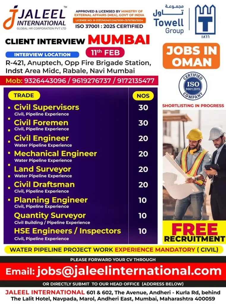 Urgent Hiring for Oman