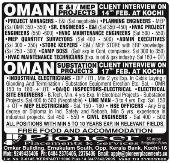 Urgent Hiring for Oman