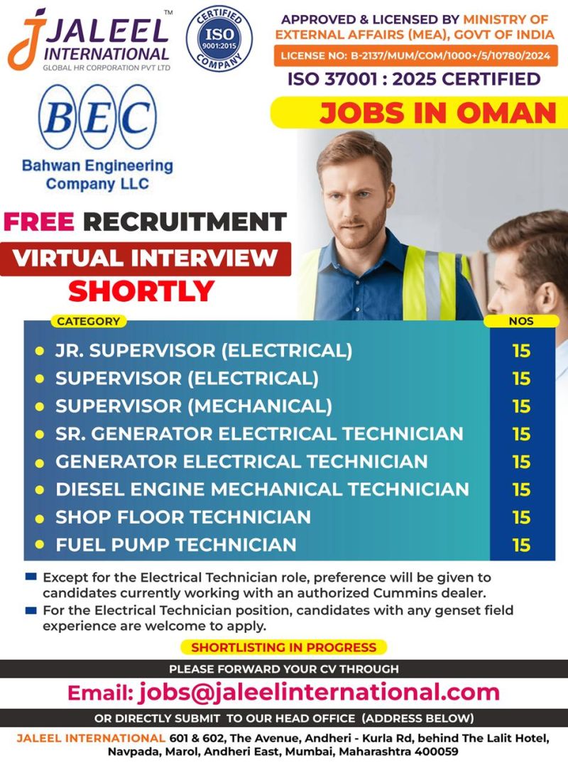 Urgent Hiring for Oman