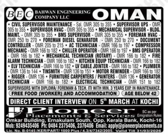 Urgent Hiring for Oman