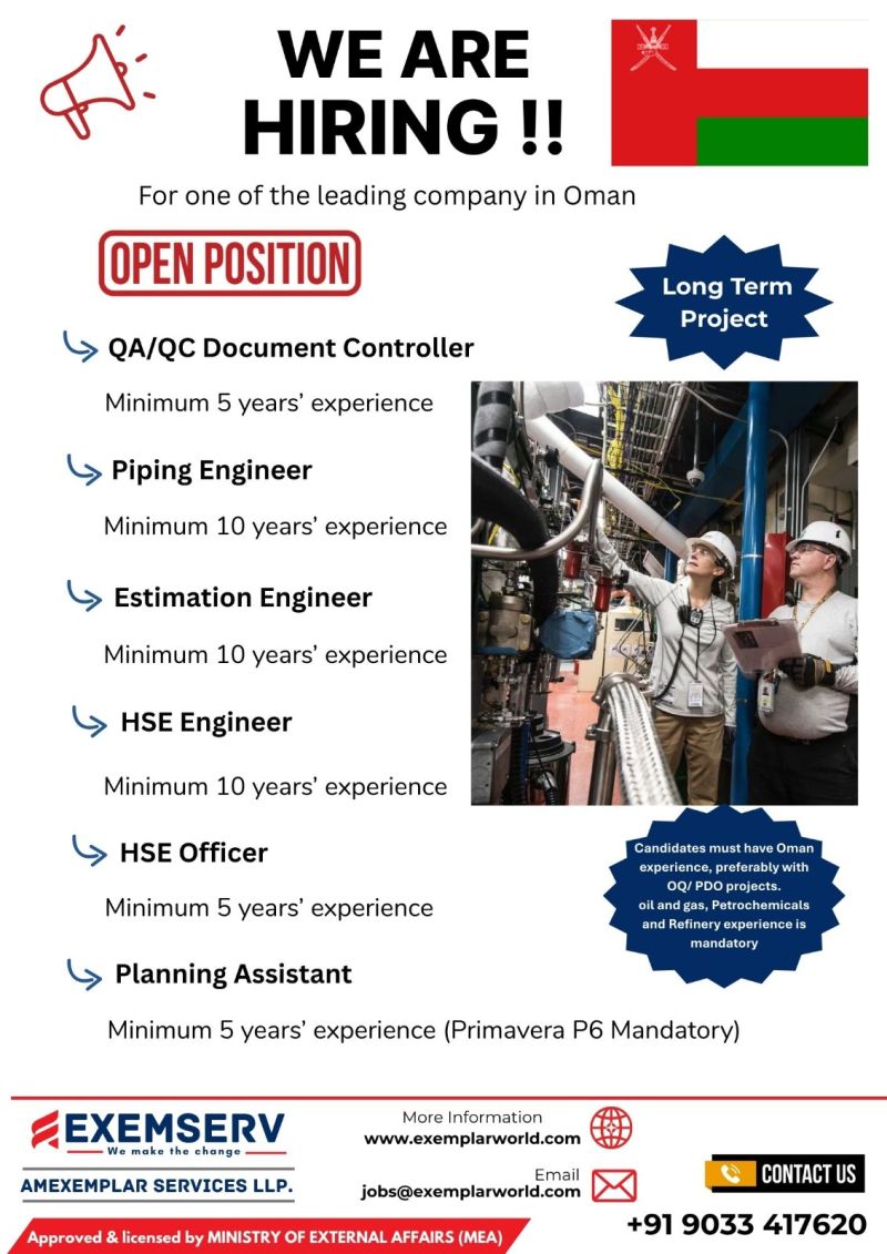 Urgent Hiring for Oman