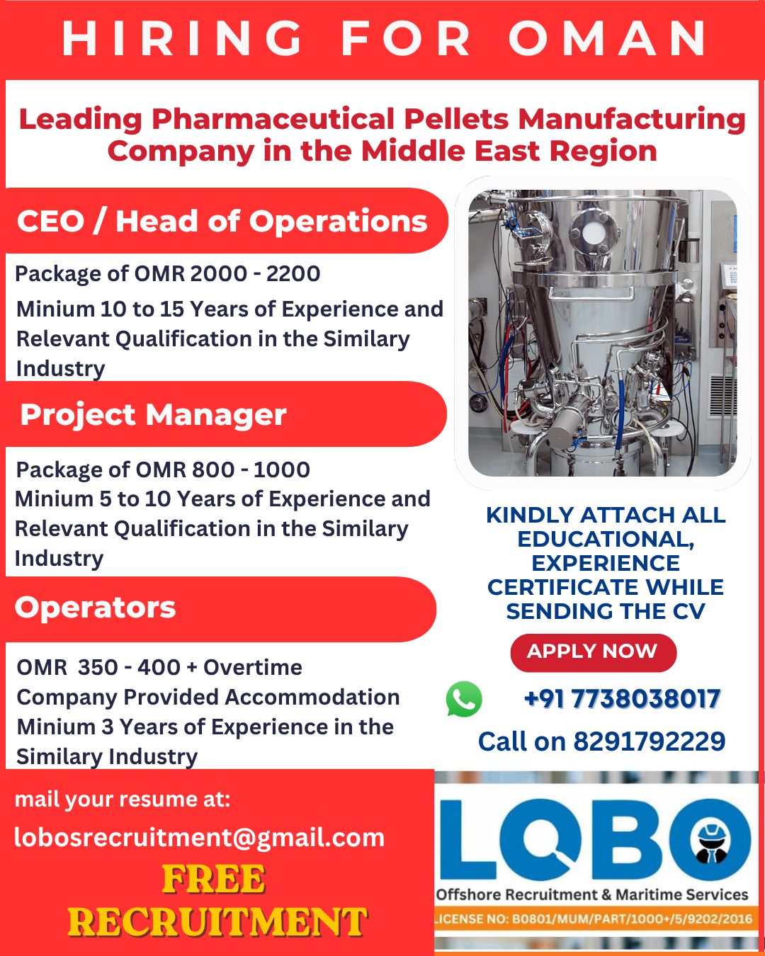 Urgent Hiring for Oman