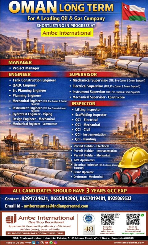 Urgent Hiring for Oman