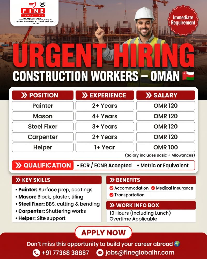 Urgent Hiring for Oman