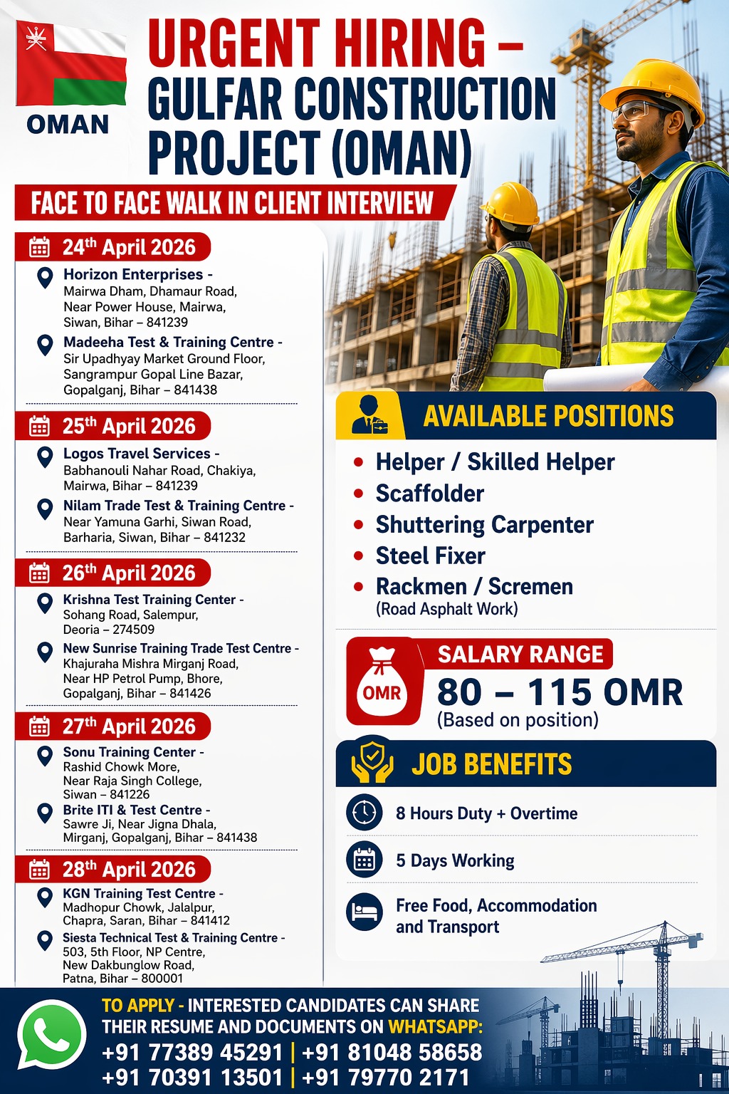 Urgent Hiring for Oman