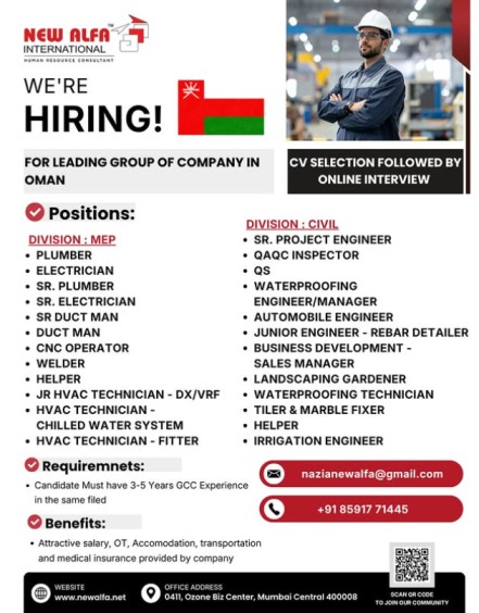 Urgent Hiring for Oman