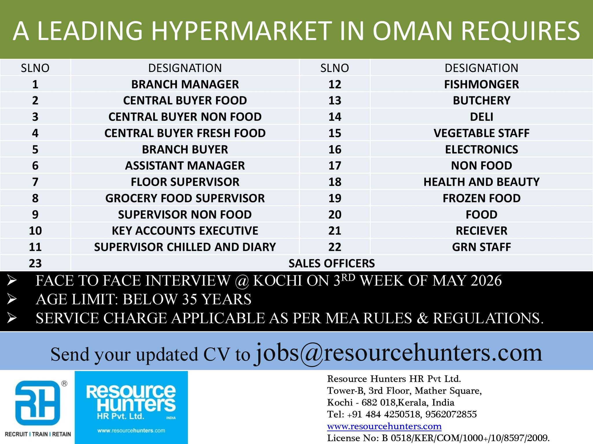 Urgent Hiring for Oman