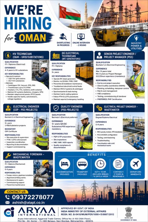 Urgent Hiring for Oman