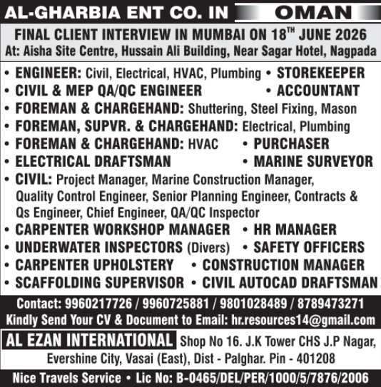 Urgent Hiring for Oman