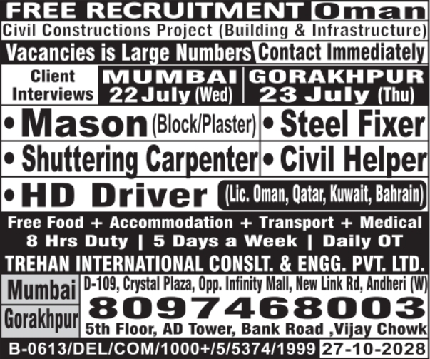 Urgent Hiring for Oman
