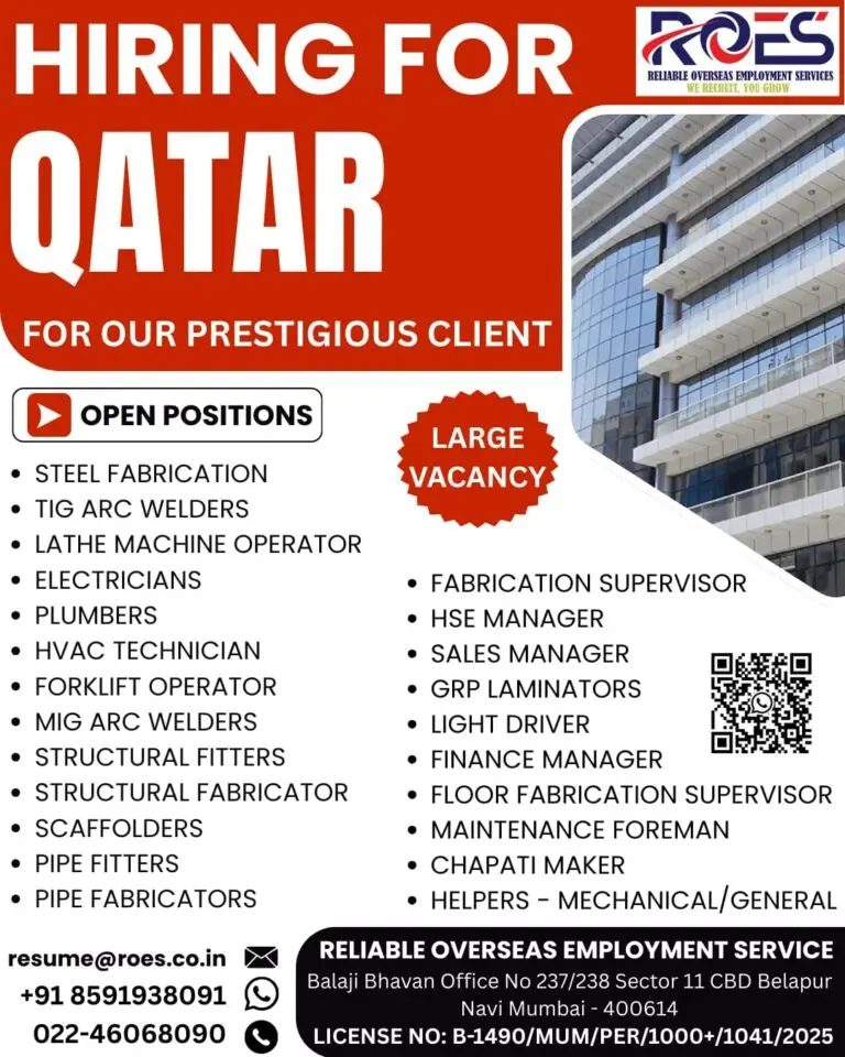 Urgent Hiring For Qatar