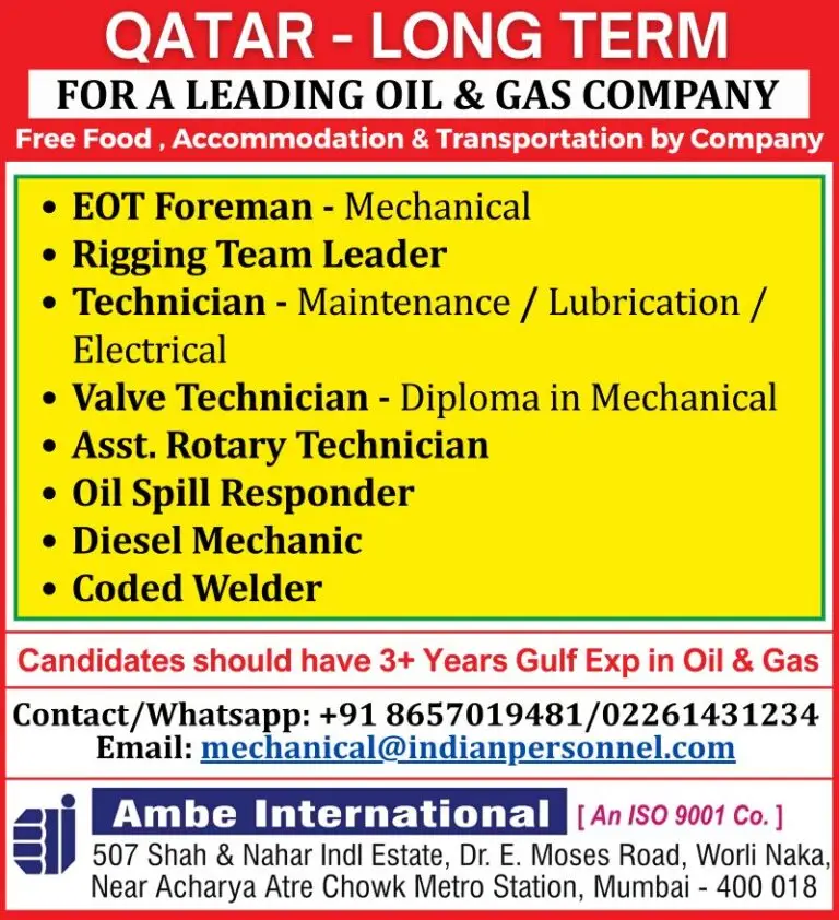 Urgent Hiring for Qatar