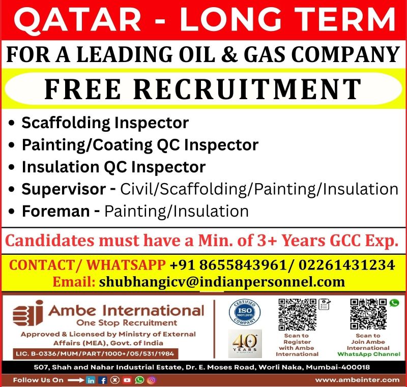 Urgent Hiring For Qatar