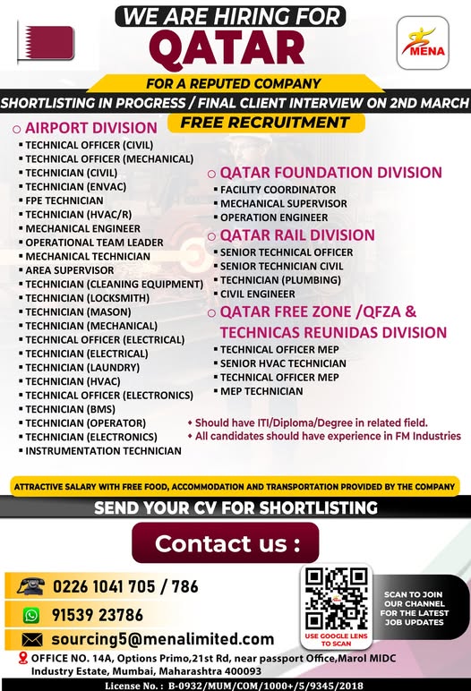 Urgent Hiring for Qatar