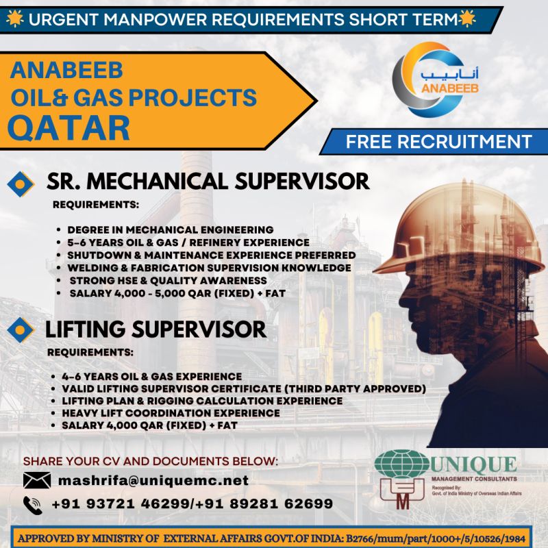 Urgent Hiring for Qatar