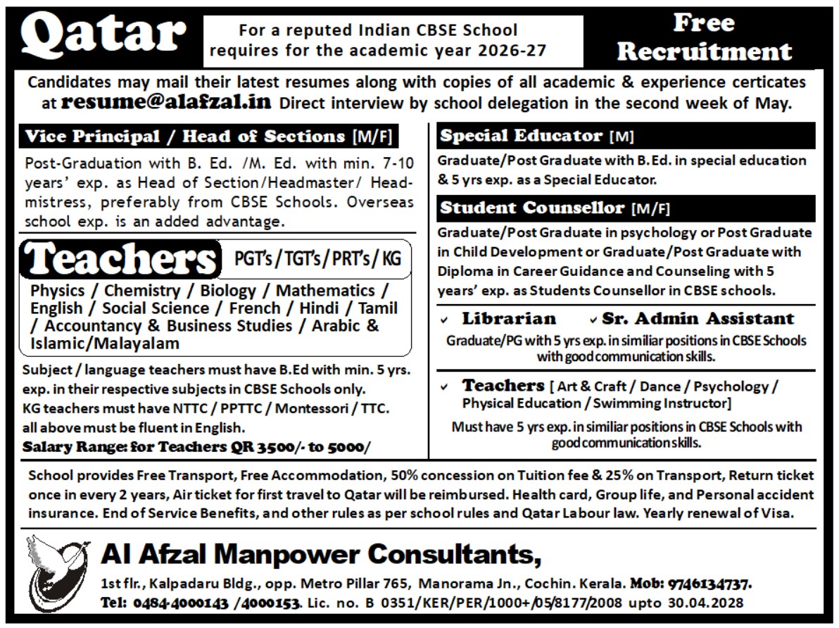 Urgent Hiring for Qatar