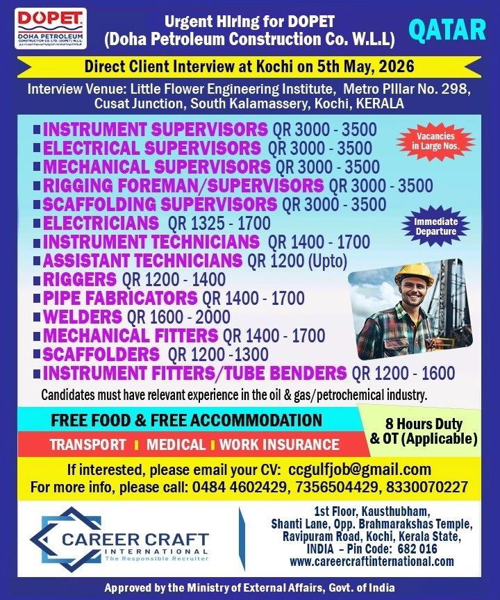 Urgent Hiring for Qatar