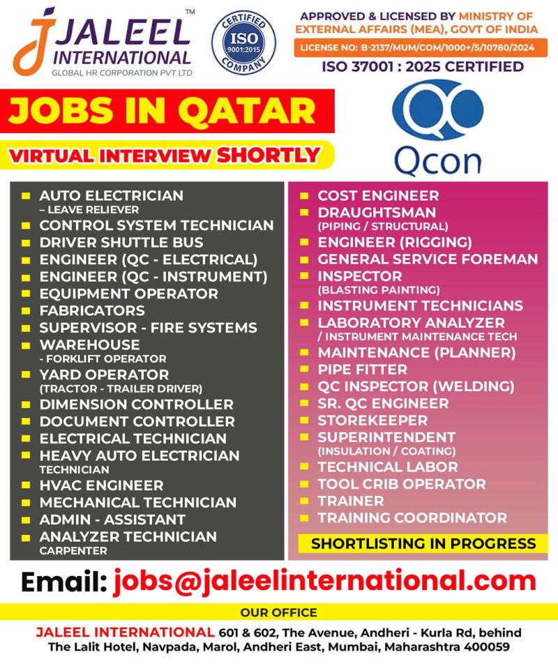 Urgent Hiring for Qatar
