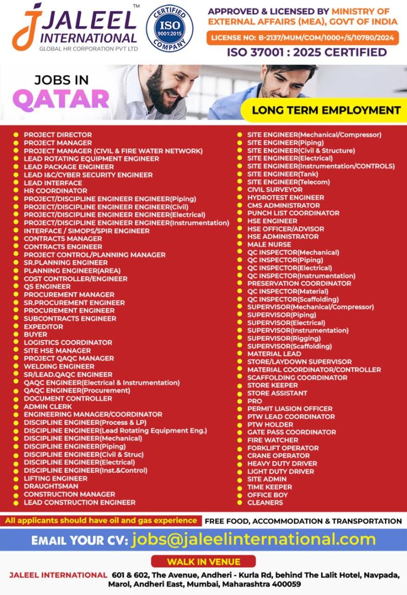 Urgent Hiring for Qatar