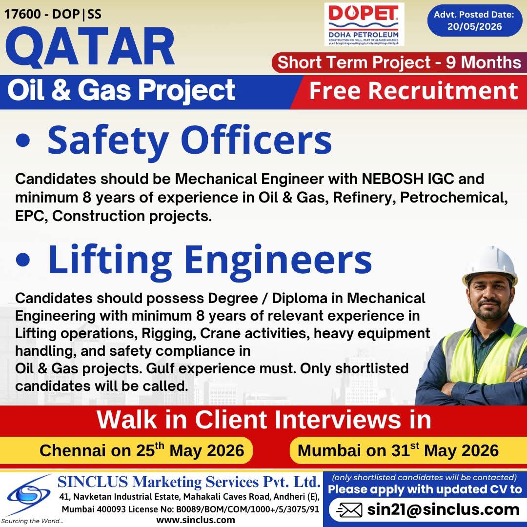 Urgent Hiring for Qatar
