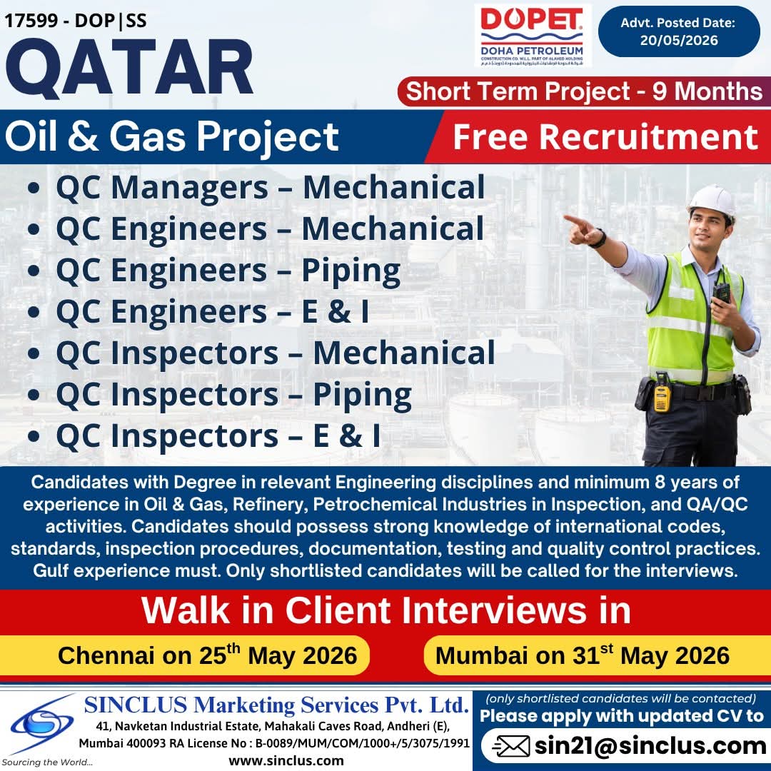 Urgent Hiring for Qatar