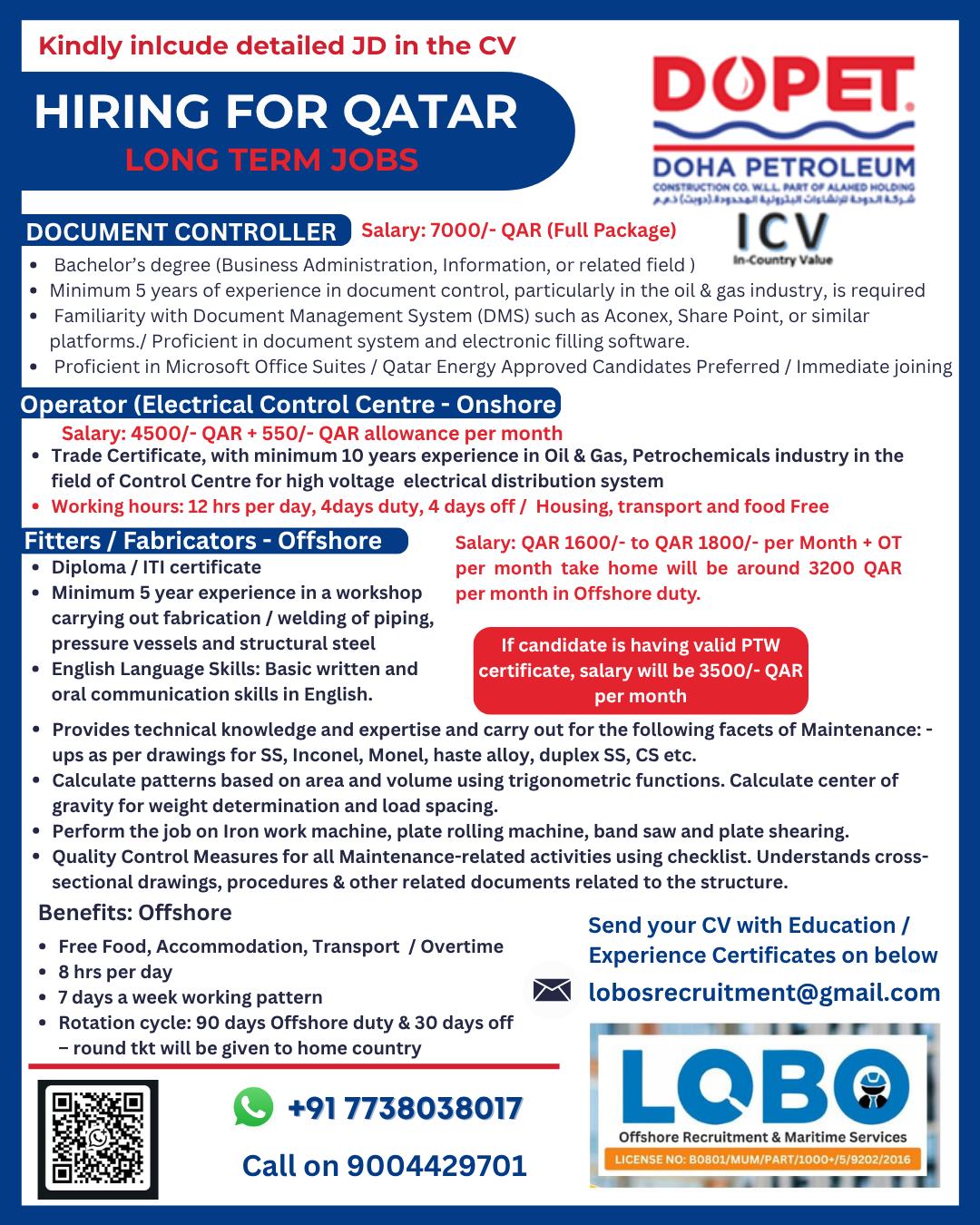 Urgent Hiring for Qatar