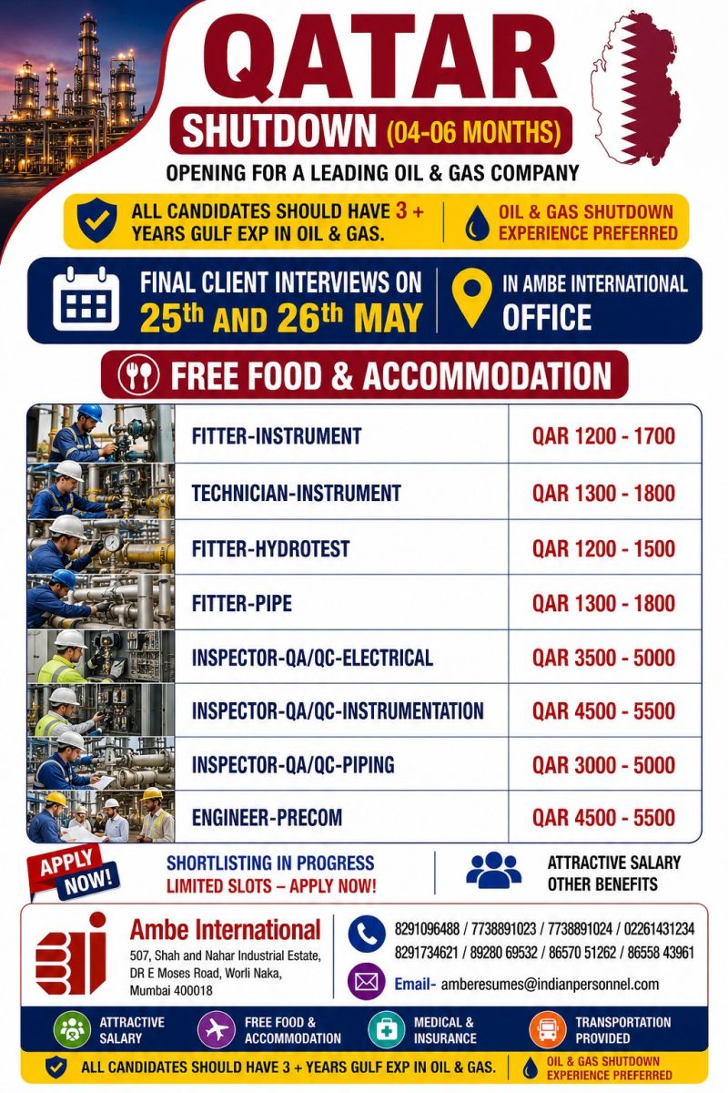 Urgent Hiring for Qatar