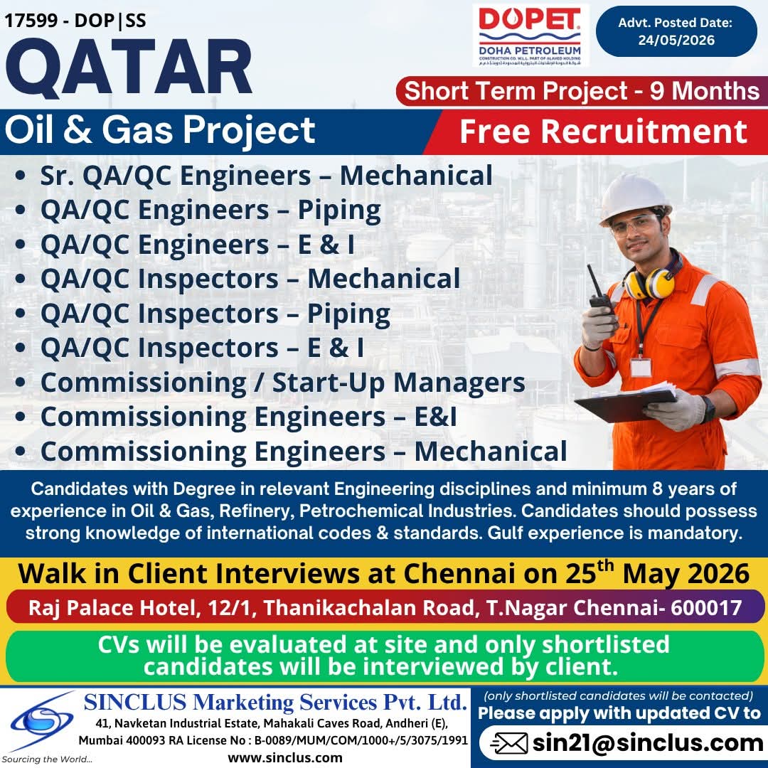 Urgent Hiring for Qatar