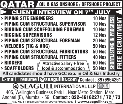 Urgent Hiring for Qatar