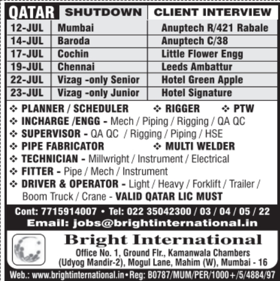 Urgent Hiring for Qatar