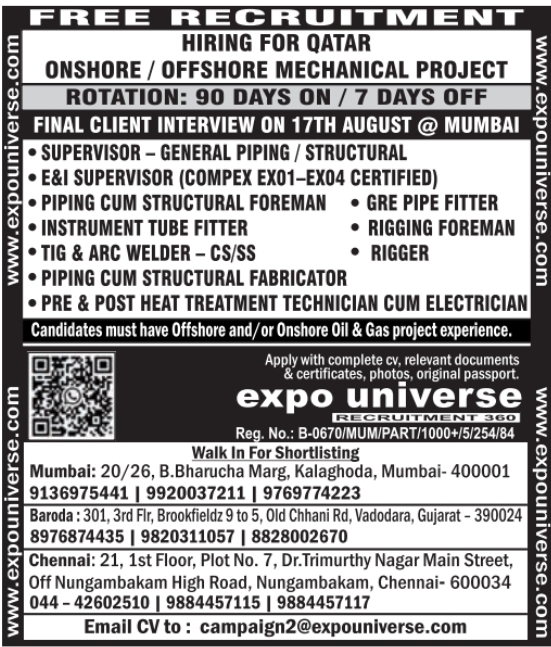 Urgent Hiring for Qatar