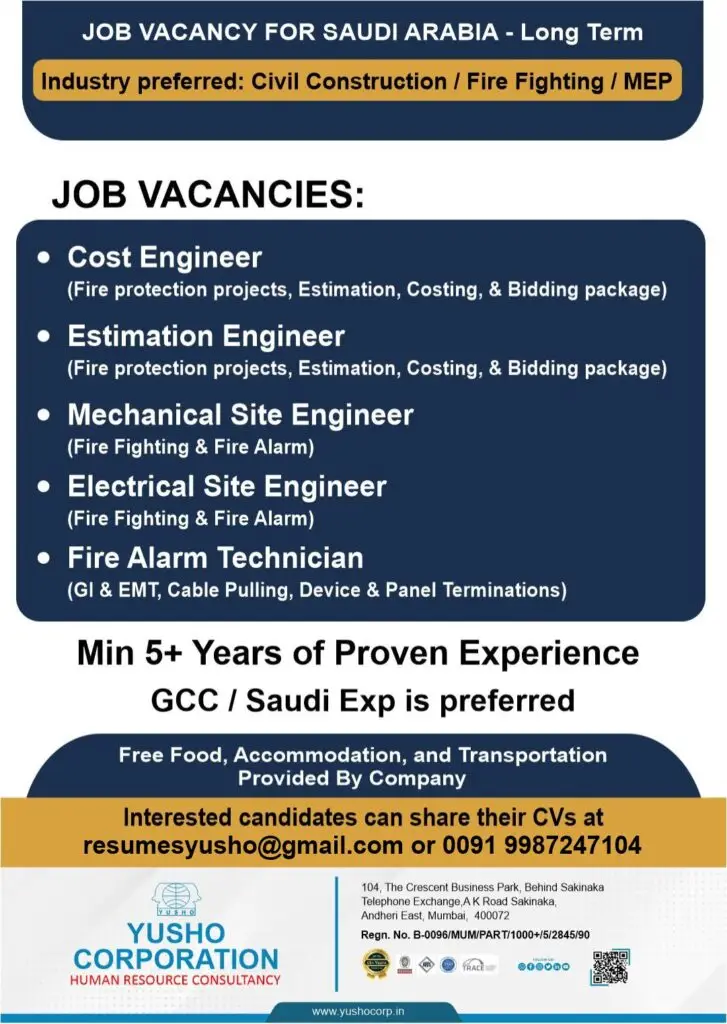Urgent Hiring for Saudi Arabia