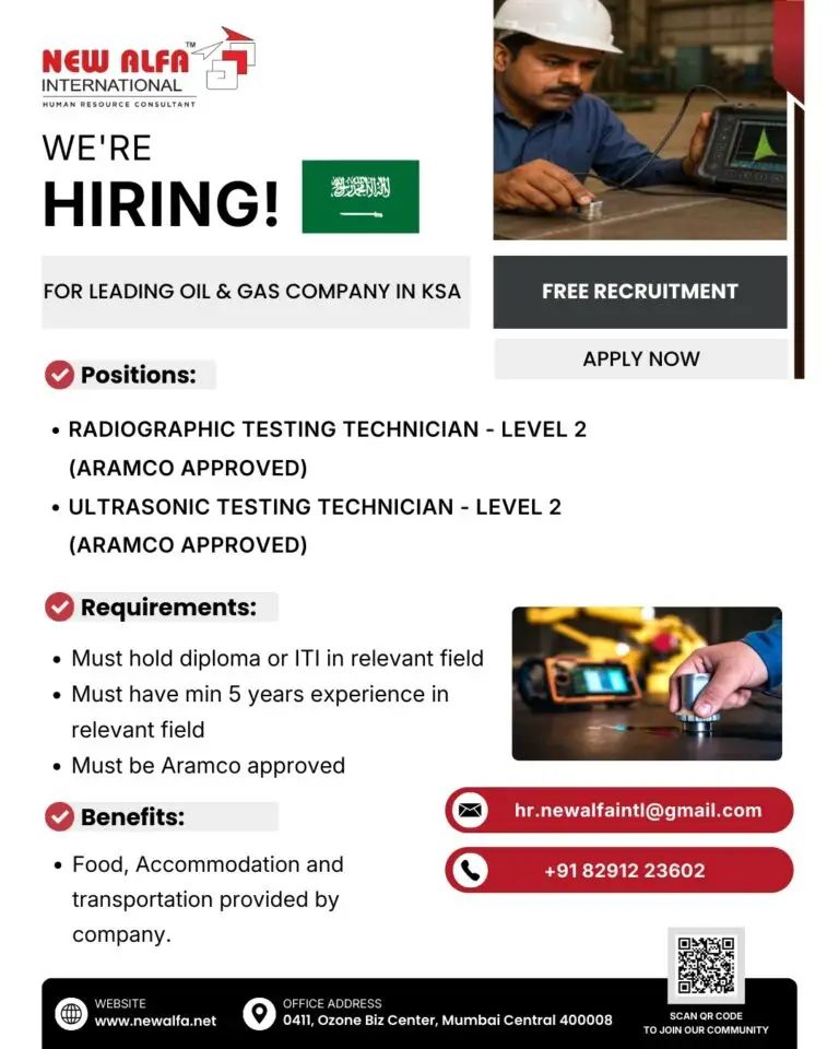 Urgent Hiring for Saudi Arabia